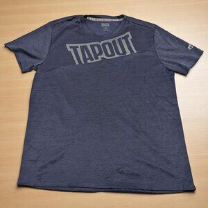 Tapout Shirt Mens L Blue Performance‎ Spellout Crew Neck Short Sleeve MMA *READ
